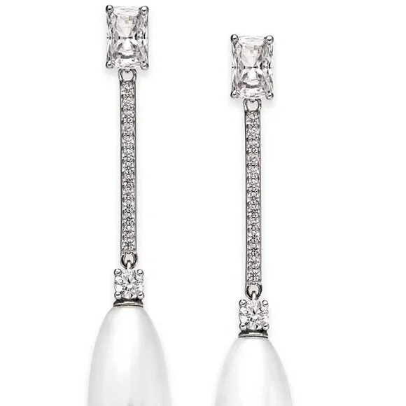 Womens Gorgeous Eliot Danori Crystal, Rhinestone & Faux Pearl Linear Earrings - Picture 2 of 3